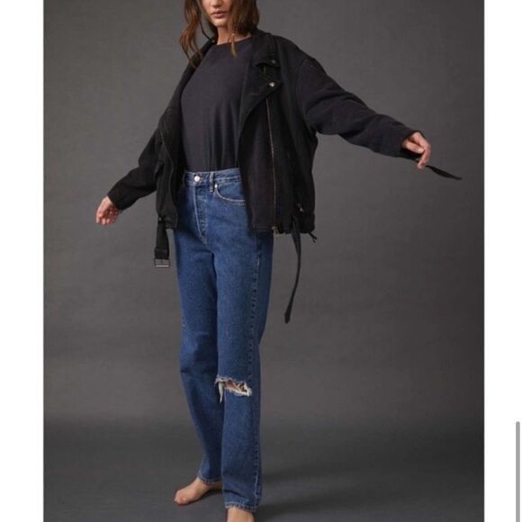 Free People We The Free High Rise Lasso Jeans Ripped Knee - Picture 8 of 13